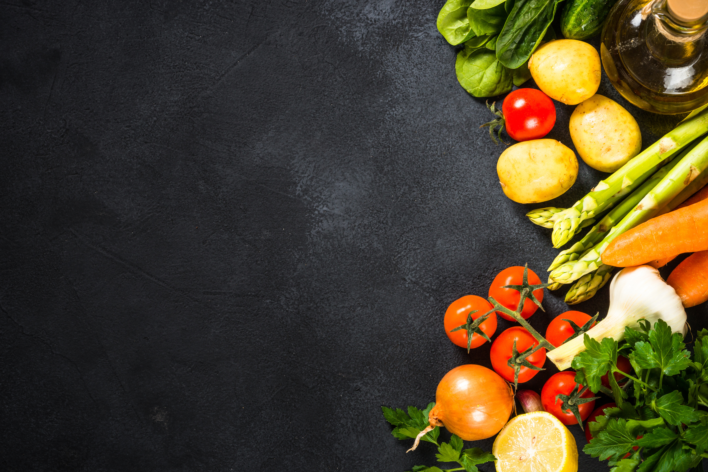 Food Cooking Background at Black Table Top View.